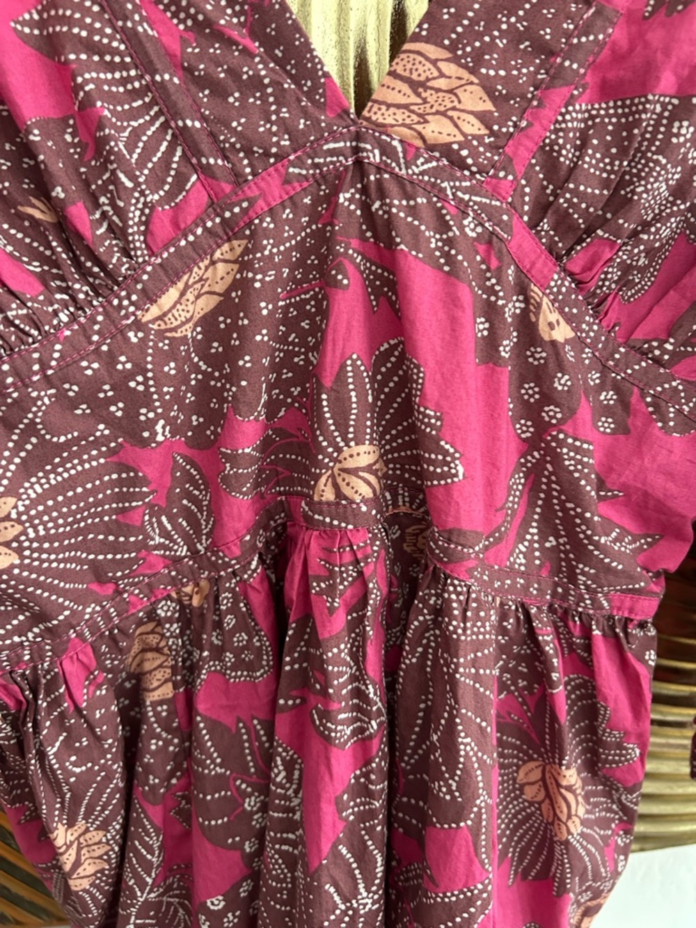 House Of Harlow Floral Boho Prairie Maxi Dress L Pink Brown summer - Picture 6 of 17